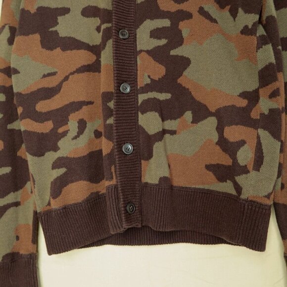 On The Byas Camo Cardigan Womens Small Cotton Blend Long Sleeves V Neck Knit - Picture 3 of 9